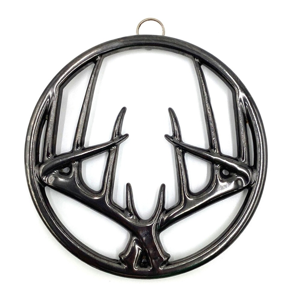 Rustic Metal/Ceramic Antler Wall Decor/Trivet Round Hanging Ornament